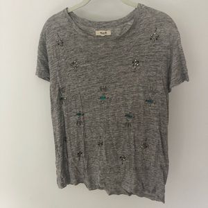 Madewell beaded gray t-shirt